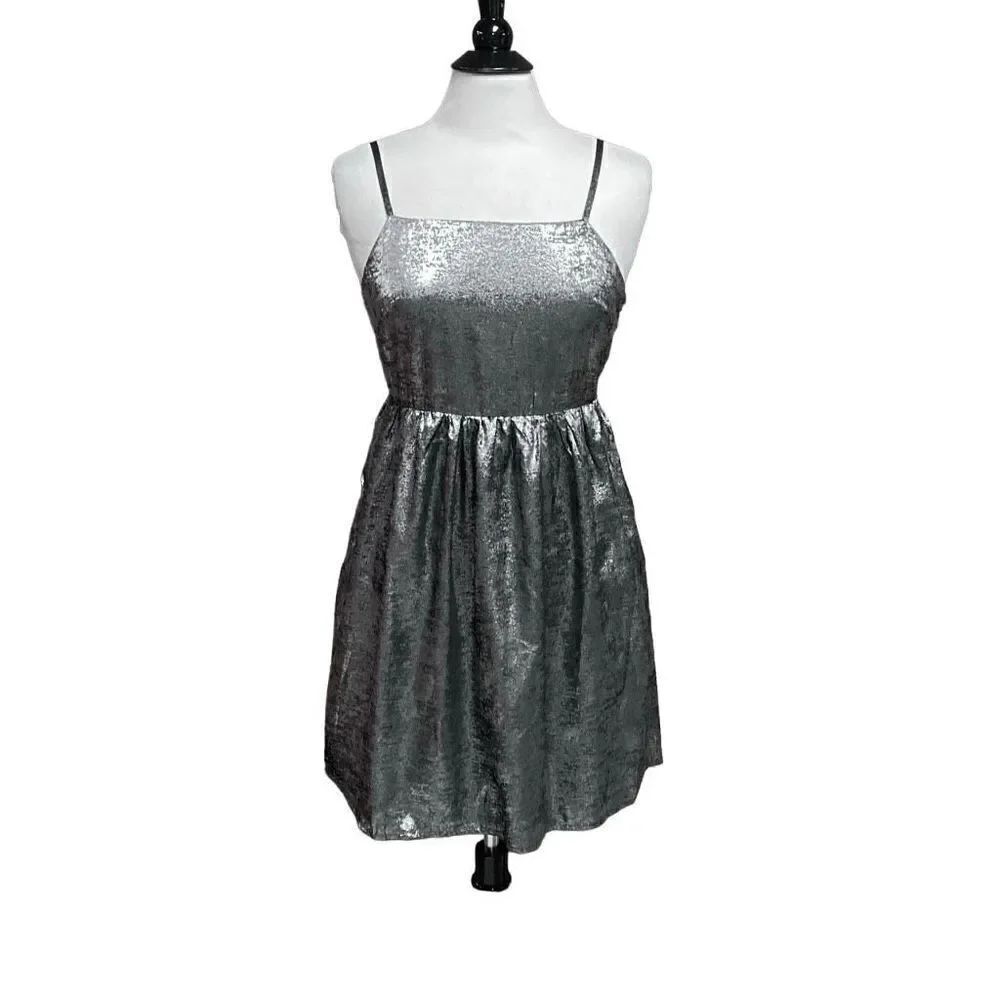 Ontwelfth Silver Shimmer Spaghetti Strap Dress Size Small NEW
